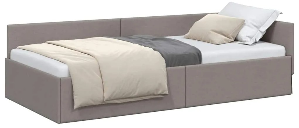 vidaXL Κρεβάτι Γωνίας Taupe 90 x 200 cm Ύφασμα και Έργο ξύλου