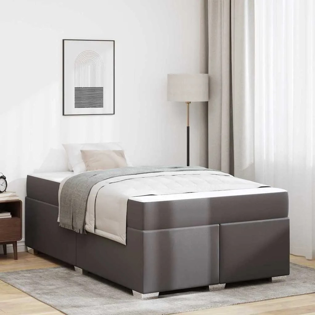 vidaXL Σκελετός Κρεβατιού Γκρι 120 x 190 cm Τεχνητό δέρμα