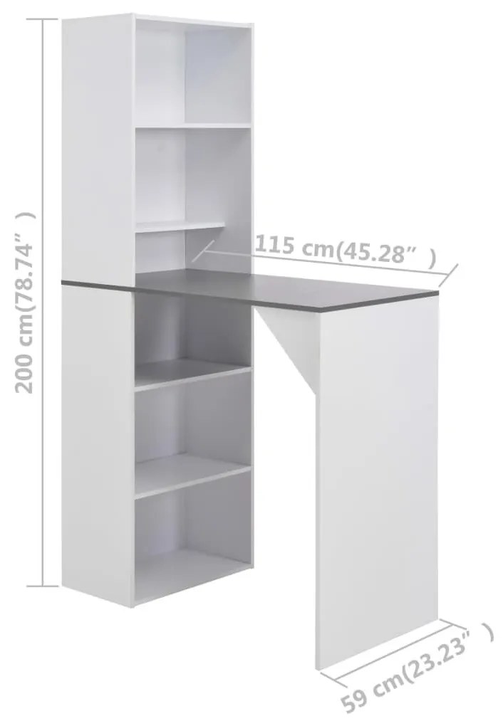 Τραπέζι Μπαρ με Ντουλάπι Λευκό 115 x 59 x 200 εκ. - Λευκό