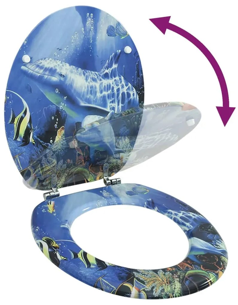 vidaXL Κάλυμμα Λεκάνης με Σχέδιο Δελφίνια από MDF