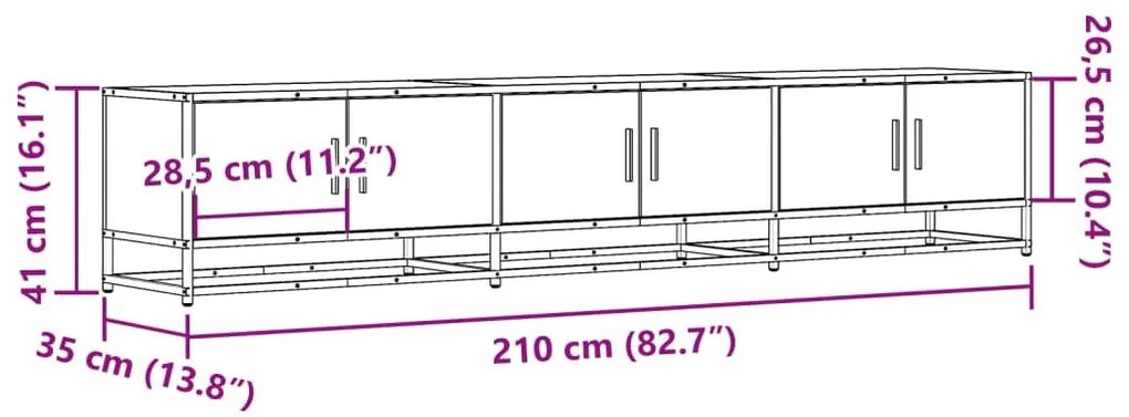 Έπιπλο Τηλεόρασης Καπνιστή Δρυς 210x35x41 εκ. Επεξ. Ξύλο - Καφέ