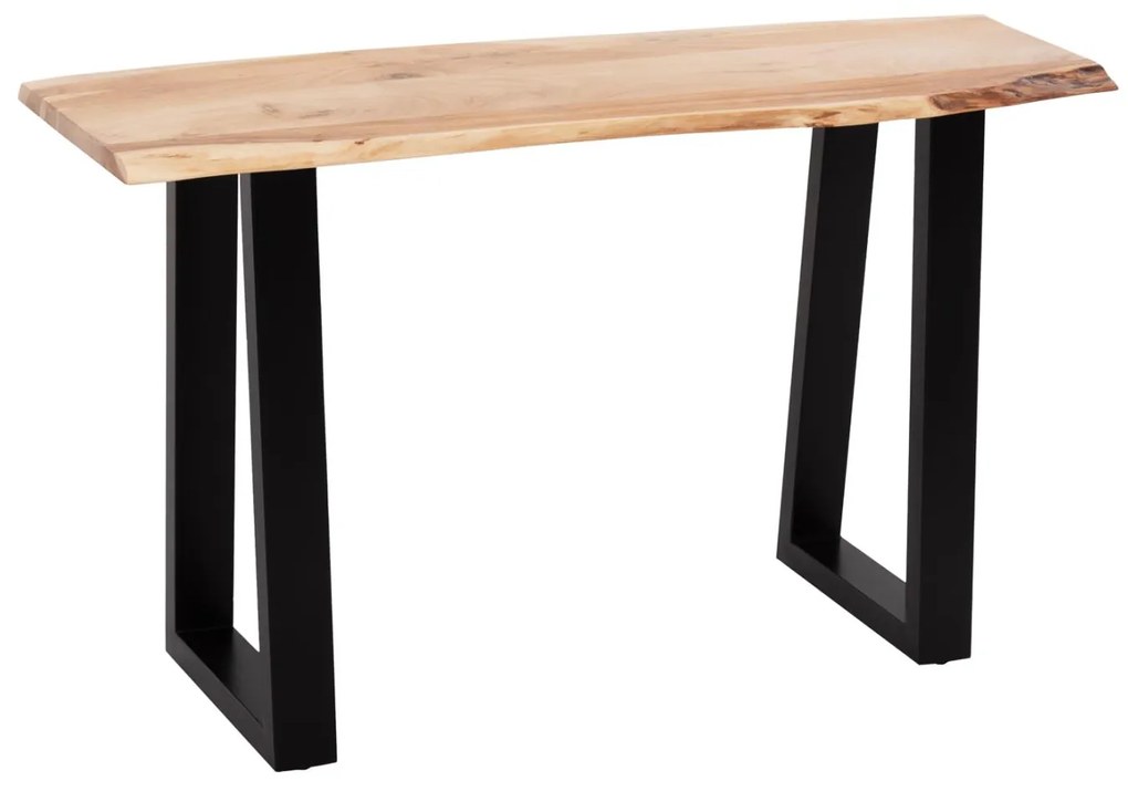 CONSOLE SOFIA SLIM  SOLID ACACIA WOOD TOP IN LIGHT NATURAL COLOR-BLACK LEGS 130x46x76,5Hcm.