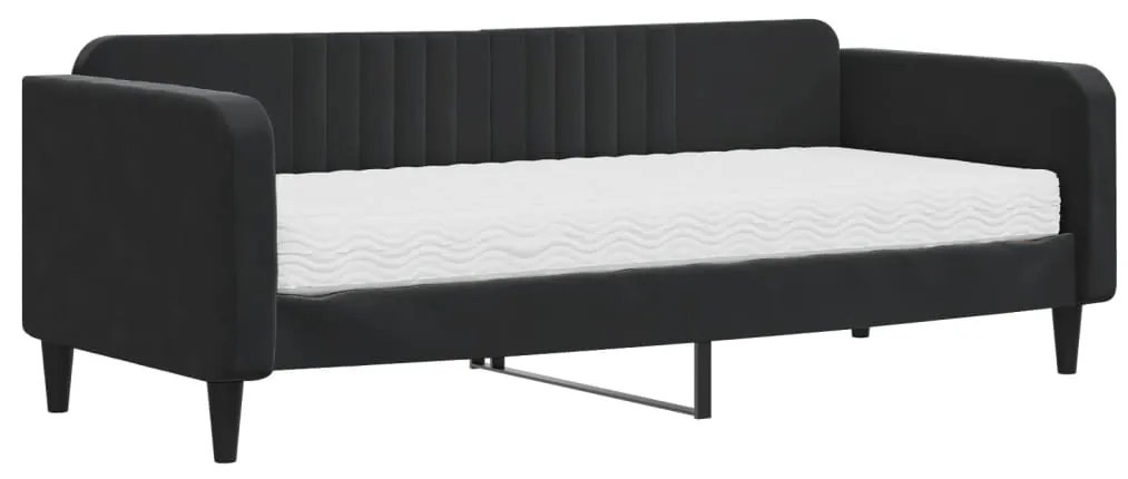 vidaXL Καναπές Κρεβάτι με Στρώμα μαύρο 90 x 200 εκ. Βελούδινος