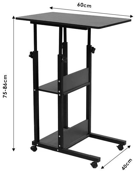 Βοηθητικό τραπέζι Babs τροχήλατο λευκό-φυσικό 60x40x86εκ 60x40x92 εκ.