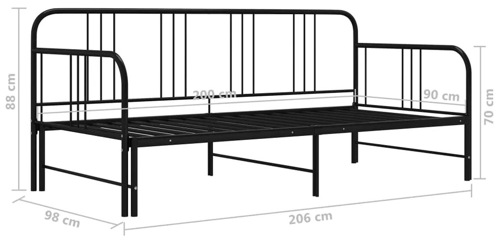 ΠΛΑΙΣΙΟ ΓΙΑ ΚΑΝΑΠΕ - ΚΡΕΒΑΤΙ ΜΑΥΡΟ 90 X 200 ΕΚ. ΜΕΤΑΛΛΙΚΟ 324752