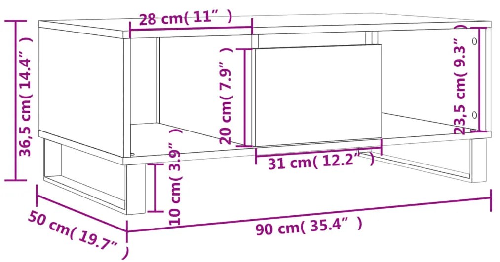 ΤΡΑΠΕΖΑΚΙ ΣΑΛΟΝΙΟΥ ΜΑΥΡΟ 90X50X36,5 ΕΚ. ΕΠΕΞΕΡΓΑΣΜ. ΞΥΛΟ 830597