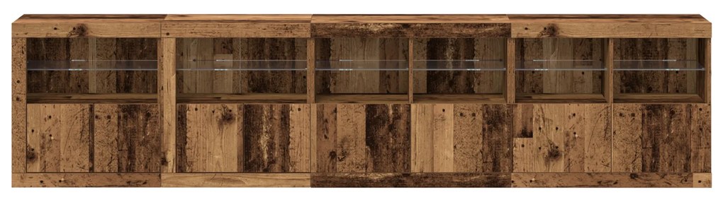 vidaXL Μπουφές με LED Φώτα Παλιού Ξύλου 283x37x67 cm Κατασκευασμένο Ξύλο