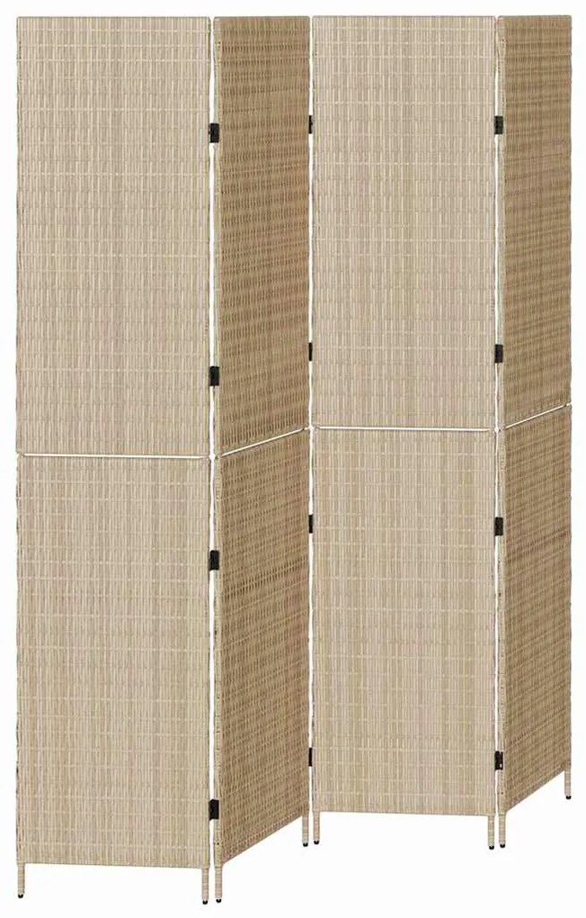 vidaXL Διαχωριστικό Δωματίου Μπεζ 196 x 200 cm συνθετικό ρατάν