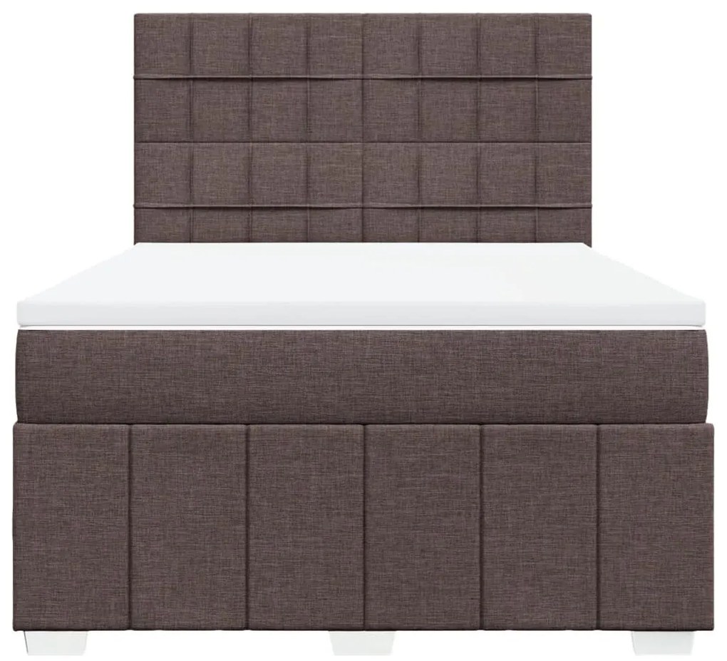 vidaXL Κρεβάτι Boxspring με Στρώμα Σκούρο Καφέ 160x200 εκ Υφασμάτινο