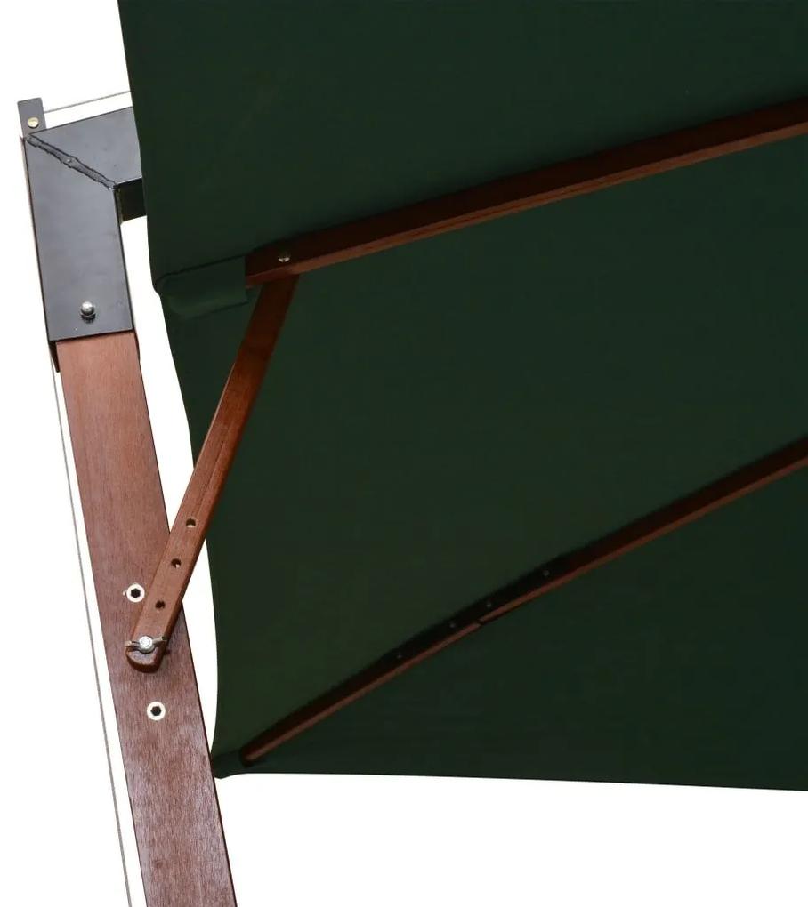 Ομπρέλα Κρεμαστή Πράσινη 300 x 300 εκ. με Ξύλινο Ιστό - Πράσινο