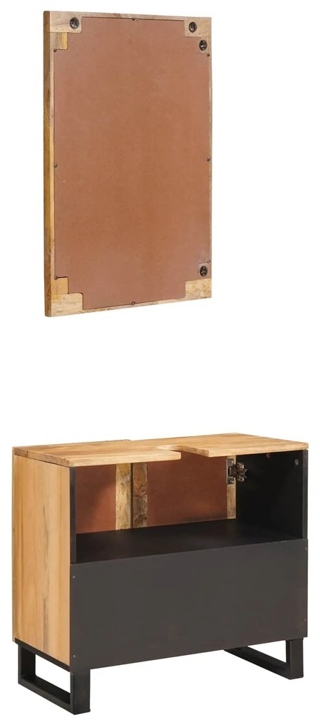 vidaXL Σετ Μπάνιου με αποθήκευση 2 pcs Καφέ Στερεό ξύλο μάνγκο