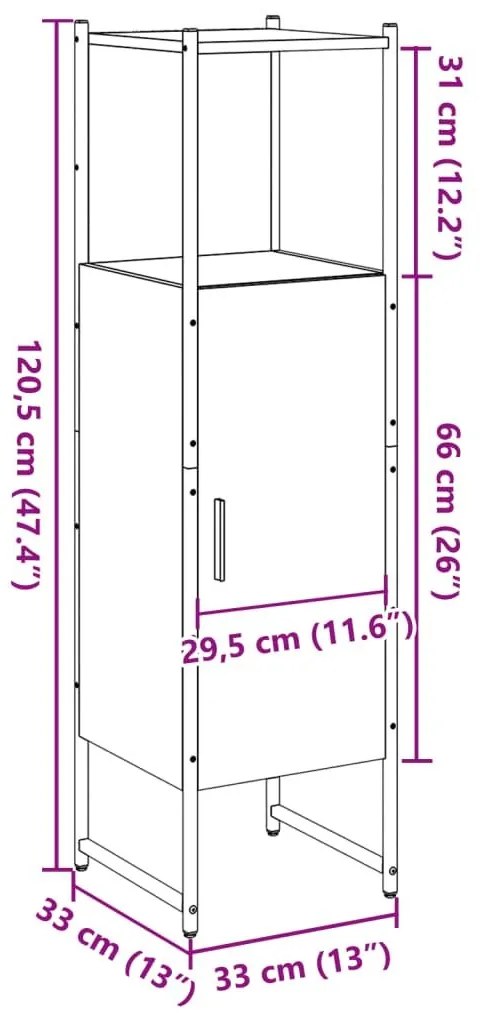 Ντουλάπι μπάνιου Δρυς τεχνίτης 33x33x120,5 cm - Καφέ