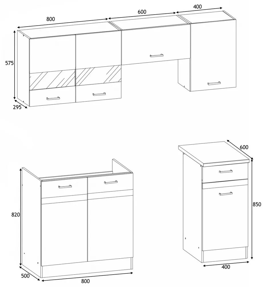 Σετ κουζίνας Econ 100, 180x60cm, Πάγκος, Πλαστικοποιημένη μοριοσανίδα | Epipla1.gr