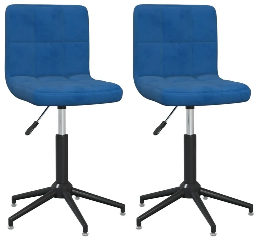 Καρέκλες Τραπεζαρίας Περιστρεφόμενες 2 τεμ. Μπλε Βελούδινες - Μπλε