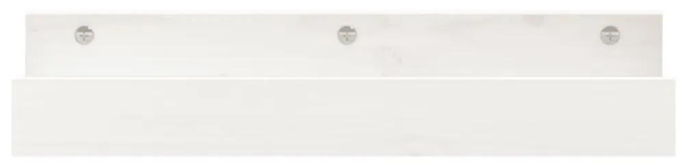 Ράφια Τοίχου 2 τεμ. Λευκό 50x12x9 εκ. από Μασίφ Ξύλο Πεύκου - Λευκό