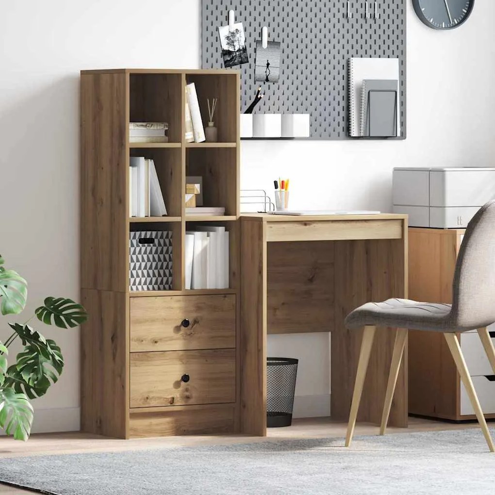 vidaXL Γραφείο με αποθηκευτικό χώρο με συρτάρι 2 pcs artisan δρυς