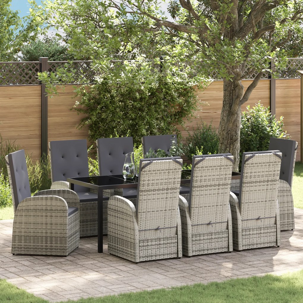 vidaXL Σετ Επίπλων Εξωτερικού Χώρου 9 pcs Γκρι 200 x 80 x 73 εκ
