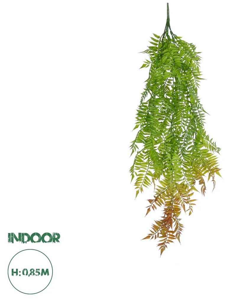 GloboStar® Artificial Garden HANGING FERN 20854 Τεχνητό Διακοσμητικό Κρεμαστό Φυτό Φτέρη Μ30 x Π14 x Υ85cm