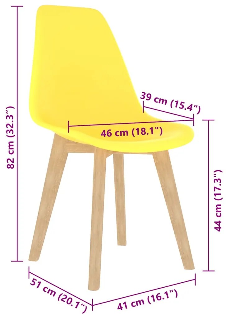 vidaXL Καρέκλες Τραπεζαρίας 4 τεμ. Κίτρινες Πλαστικές