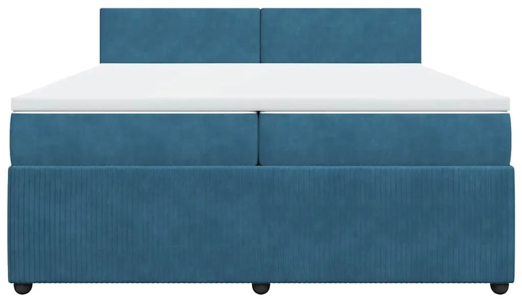 vidaXL Κρεβάτι Boxspring με Στρώμα Μπλε 200x200 εκ. Βελούδινο
