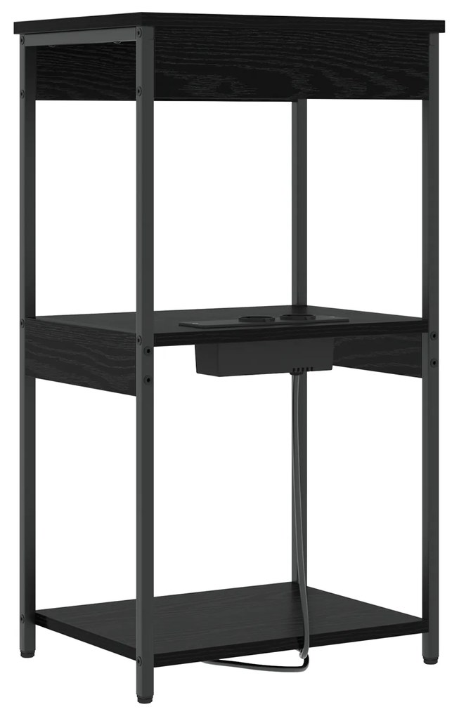 vidaXL Κομοδίνο με ράφι Μαύρη Οξυά 41 x 31 x 76 εκ. Επεξεργασμένο ξύλο