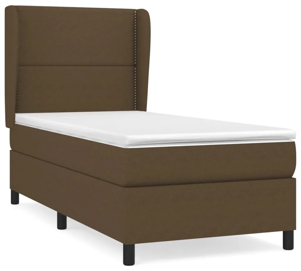 vidaXL Κρεβάτι Boxspring με Στρώμα Σκούρο Καφέ 90x190 εκ. Υφασμάτινο