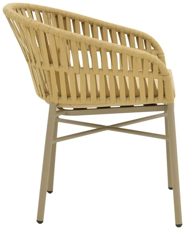 Καρέκλα - Πολυθρόνα Frama αλουμινίου-pe σχοινί στοιβαζόμενη σε καφε απόχρωση και μαξιλάρι 57x60x78 εκ. 57x60x78 εκ.