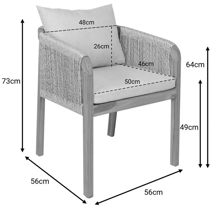 Καρέκλα - Πολυθρόνα Clarin σκελετός teak ξύλο και pu σε φυσική απόχρωση 55x65x73 εκ. 55x65x73 εκ.