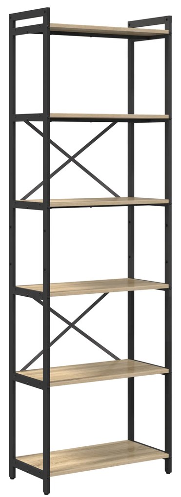 vidaXL Βιβλιοθήκη Sonoma Δρυς 60 x 30 x 188 εκ MDF και Χάλυβας