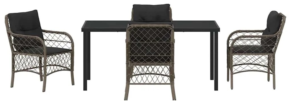 vidaXL Σέτ φαγητού για κήπο με μαξιλάρι 5 pcs Γκρι συνθετικό ρατάν