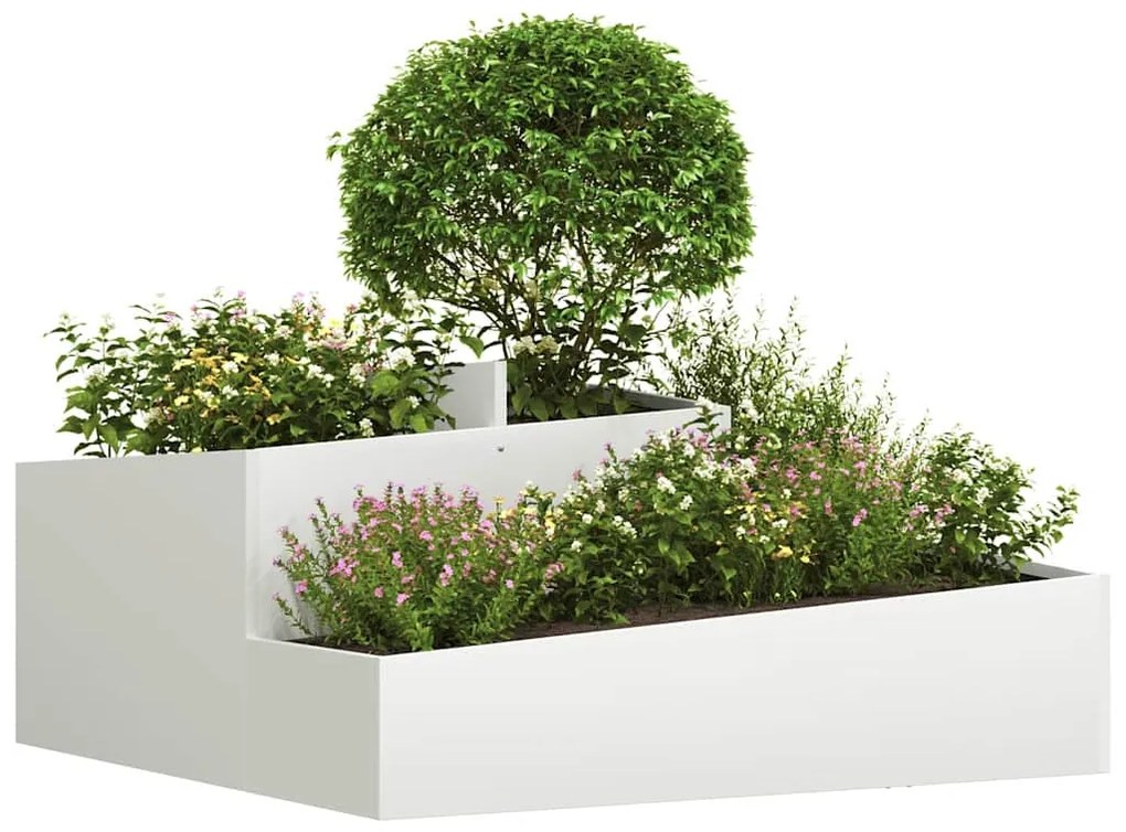 vidaXL Γλάστρα Κήπου Λευκό 100 x 100 x 50 cm Ατσάλι