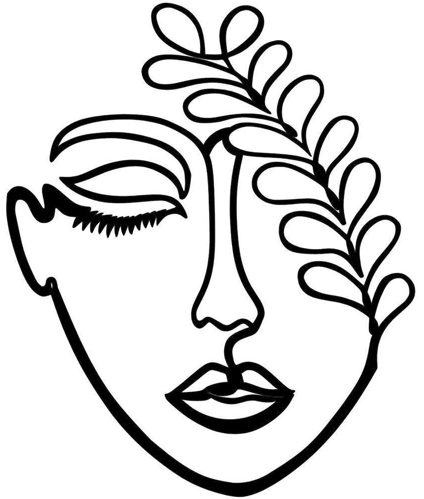 Διακοσμητικό Τοίχου Woman Face With The Branch 575TNL1131 40x65cm Black Wallity Μέταλλο