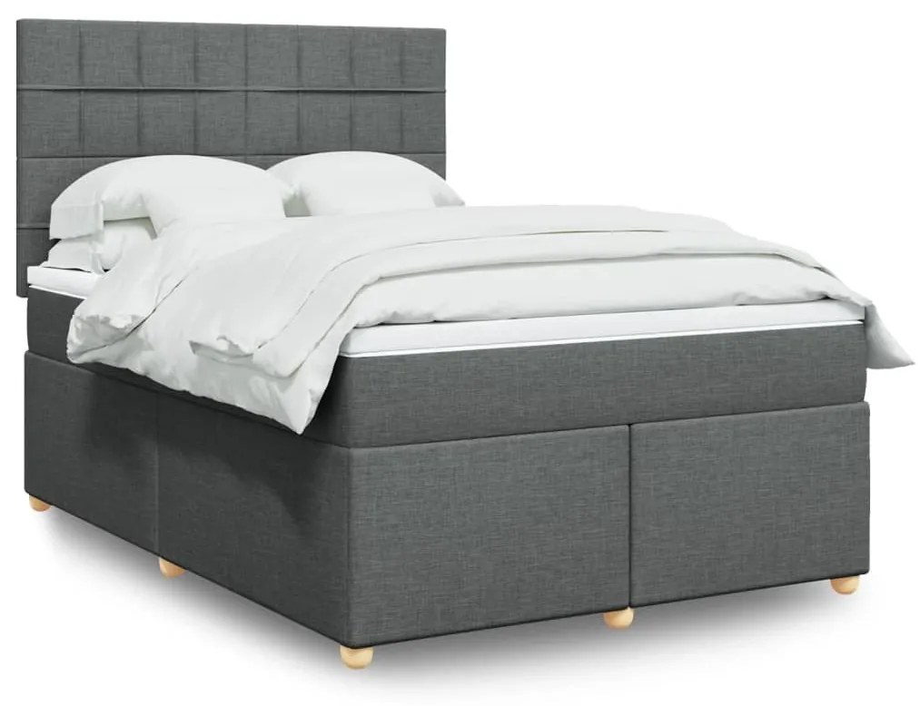 ΚΡΕΒΑΤΙ BOXSPRING ΜΕ ΣΤΡΩΜΑ ΣΚΟΥΡΟ ΓΚΡΙ 140X190 ΕΚ. ΥΦΑΣΜΑΤΙΝΟ 3293576