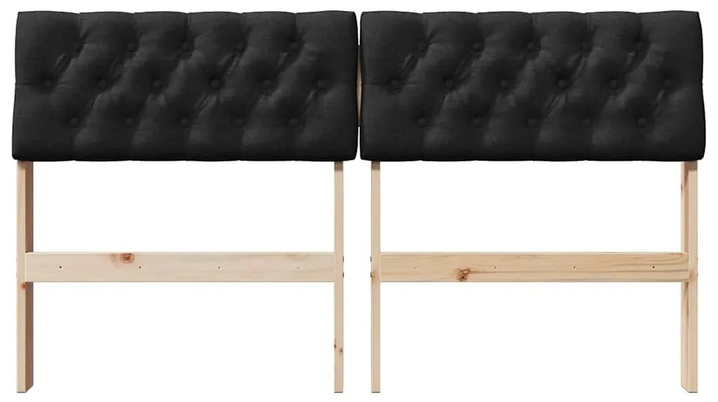vidaXL Ταπετσαρισμένο κεφαλάρι Μαύρο 135 cm Στερεά ξυλεία πεύκου
