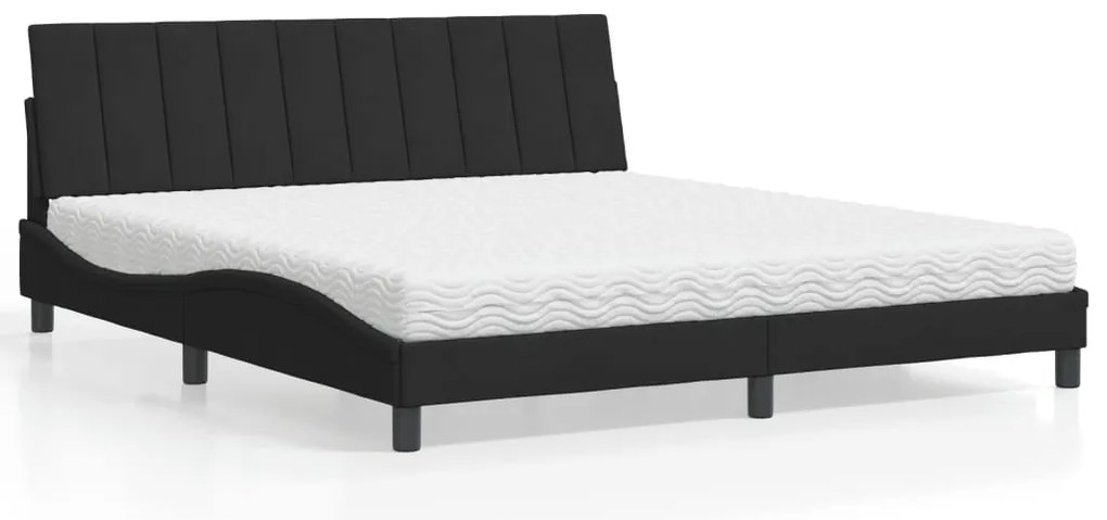 vidaXL Κρεβάτι με Στρώμα Μαύρο 180x200 εκ. Βελούδινο