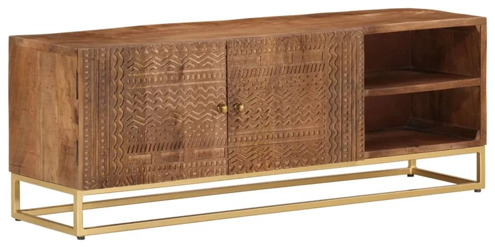 vidaXL Έπιπλο Τηλεόρασης 110 x 30 x 40 εκ. Μασίφ Ξύλο Μάνγκο &amp; Σίδηρος