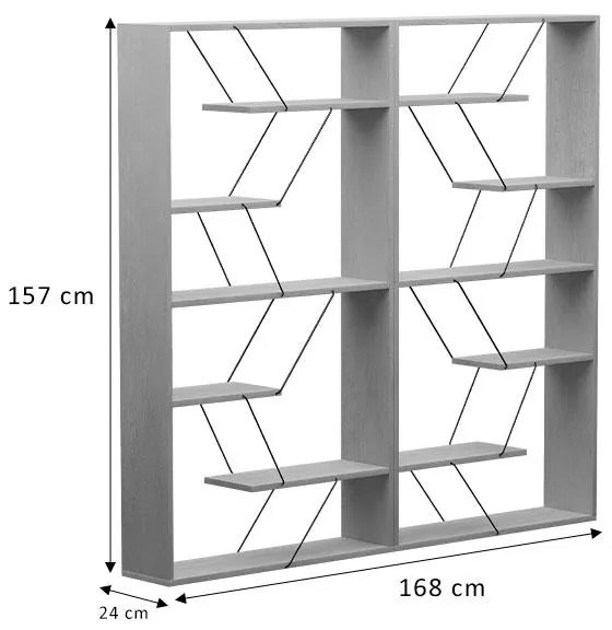 Βιβλιοθήκη Tars γκρι-λευκό 168x24x157εκ 168x24x157 εκ.