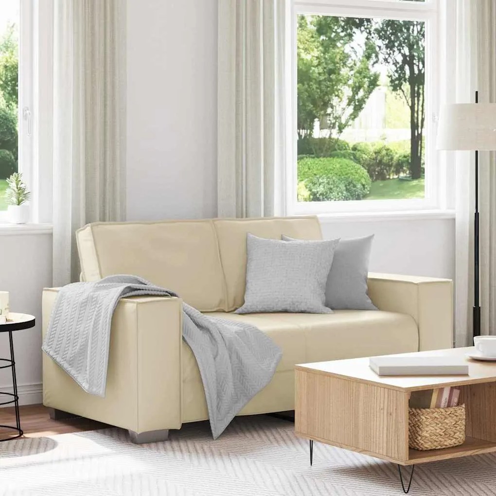 vidaXL Καναπέδακι 120 εκ. με μαξιλάρι Κρεμ Τεχνητό δέρμα