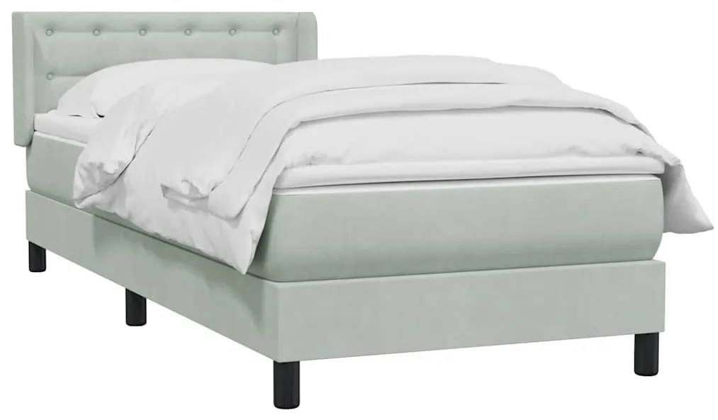 vidaXL Κρεβάτι Boxspring με Στρώμα Ανοιχτό Γκρι 100x210 εκ. Βελούδινο