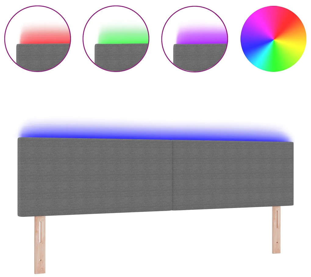 vidaXL LED Κεφαλάρια με Απλή Σχεδίαση σε Ανοιχτό Γκρι 90 εκ από Ύφασμα Κορντούροι