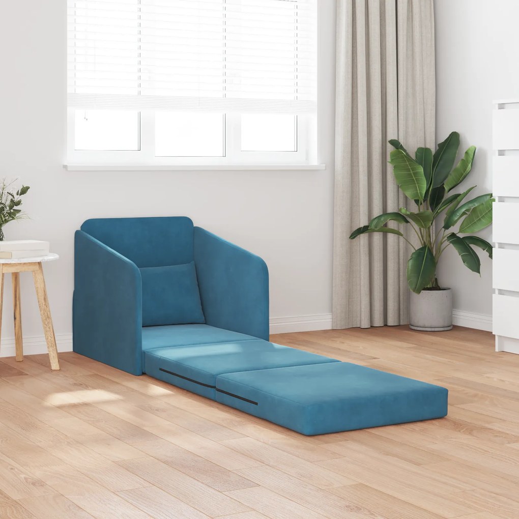 vidaXL Καναπές Κρεβάτι 2 σε 1 Μπλε 65x80x83 cm Βελούδιο