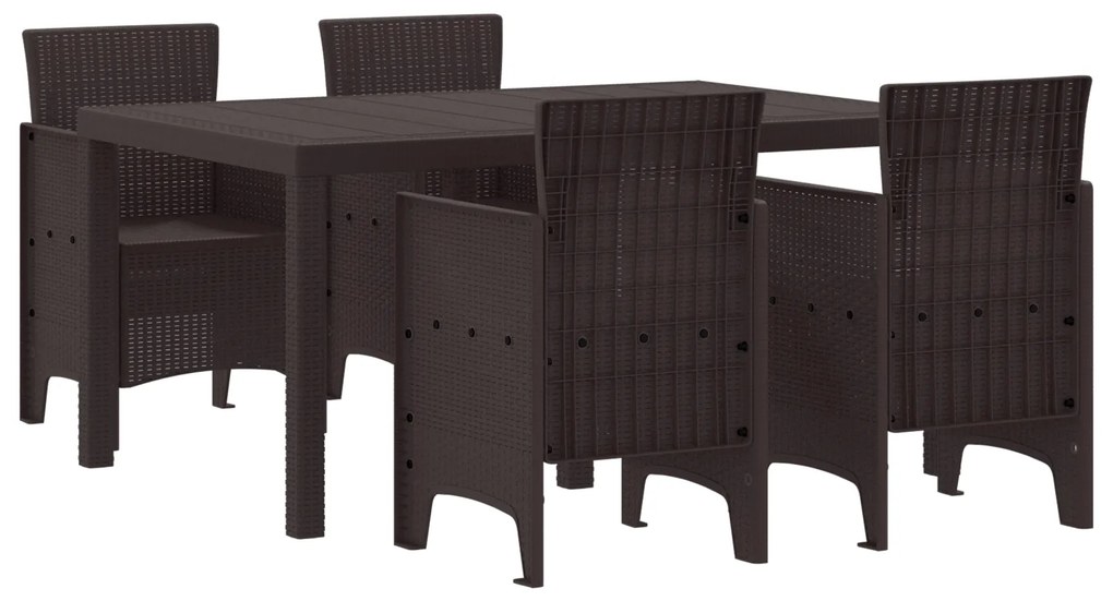 vidaXL Σετ Τραπεζαρίας Κήπου 5 pcs Καφέ 150 x 100 x 73 εκ. Πλαστικό