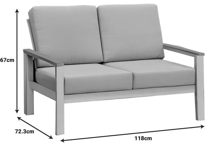 Σετ κήπου Fashionable σετ 4τμχ ύφασμα μπεζ-λευκό αλουμίνιο 118x72x67 εκ.