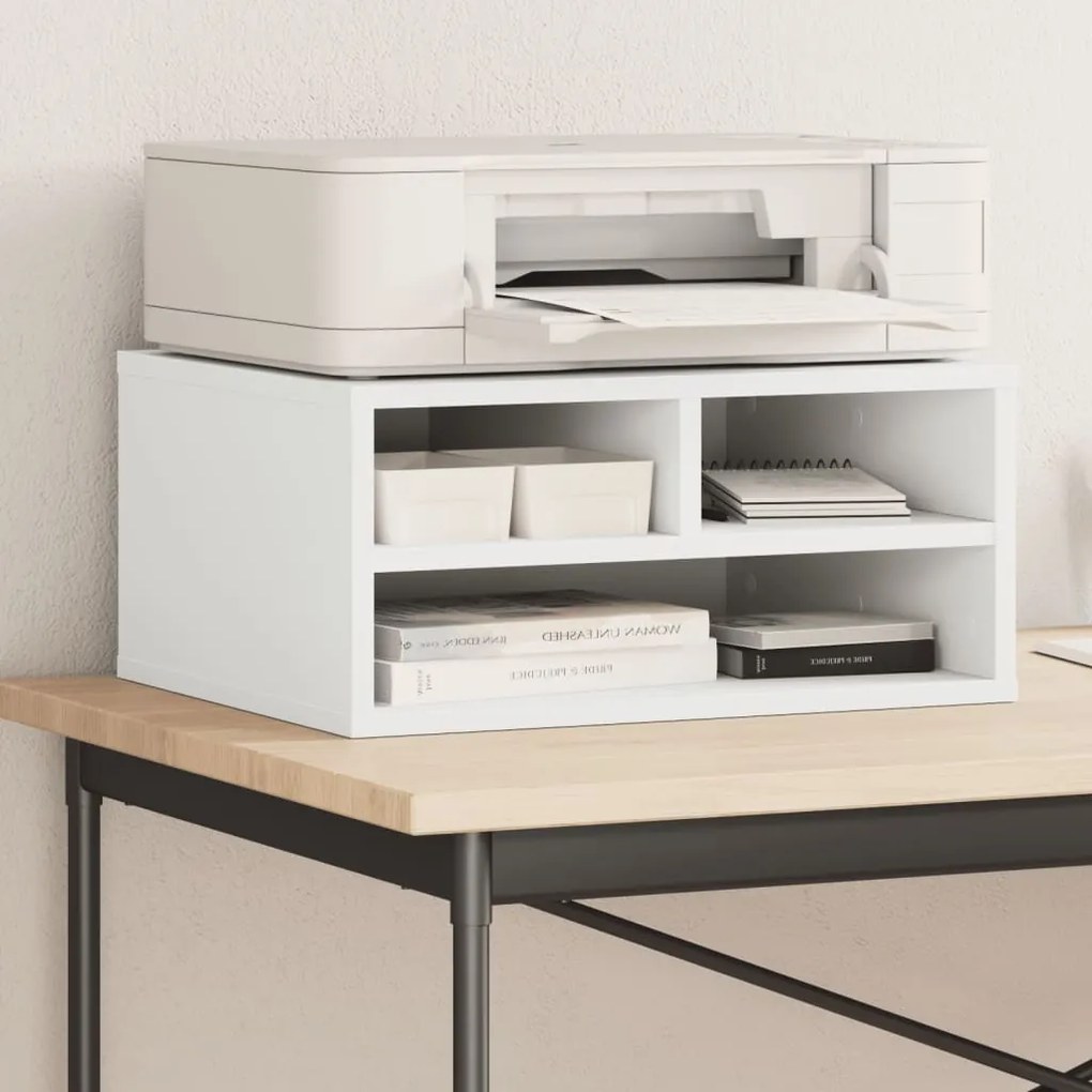 vidaXL Βάση Εκτυπωτή Λευκή 49 x 40 x 22,5 εκ. από Επεξεργασμένο Ξύλο