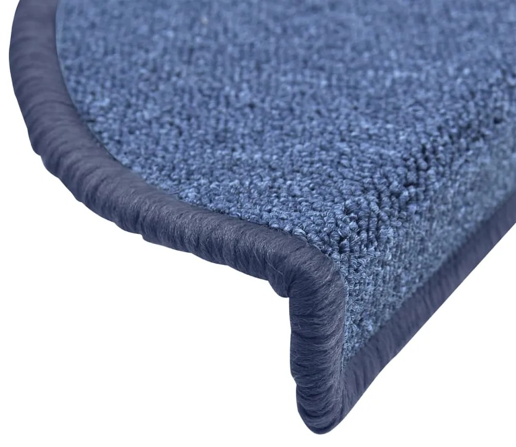 vidaXL Πατάκια Σκαλιών 15 τεμ. Μπλε Ημίστρογγυλά 56x17x3 εκ.