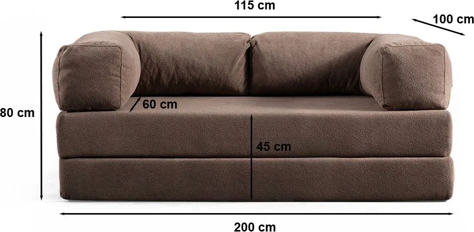 2-Seat Sofa-Bed Via Con - Brown Brown