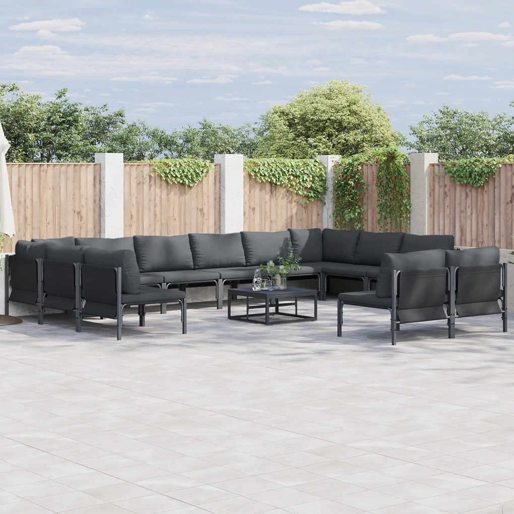 vidaXL Σετ Καναπέ Κήπου 12 pcs Ανθρακί Ατσάλι