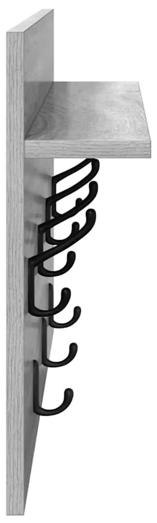 vidaXL Τοίχου Κρεμάστρα με ράφι Γκρίζο Σονομα 60 x 40 x 12 cm