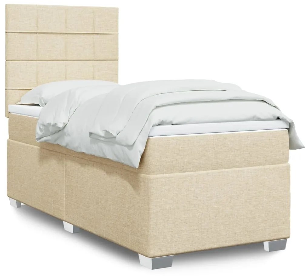 ΚΡΕΒΑΤΙ BOXSPRING ΜΕ ΣΤΡΩΜΑ ΚΡΕΜ 90X200 ΕΚ.ΥΦΑΣΜΑΤΙΝΟ 3290376