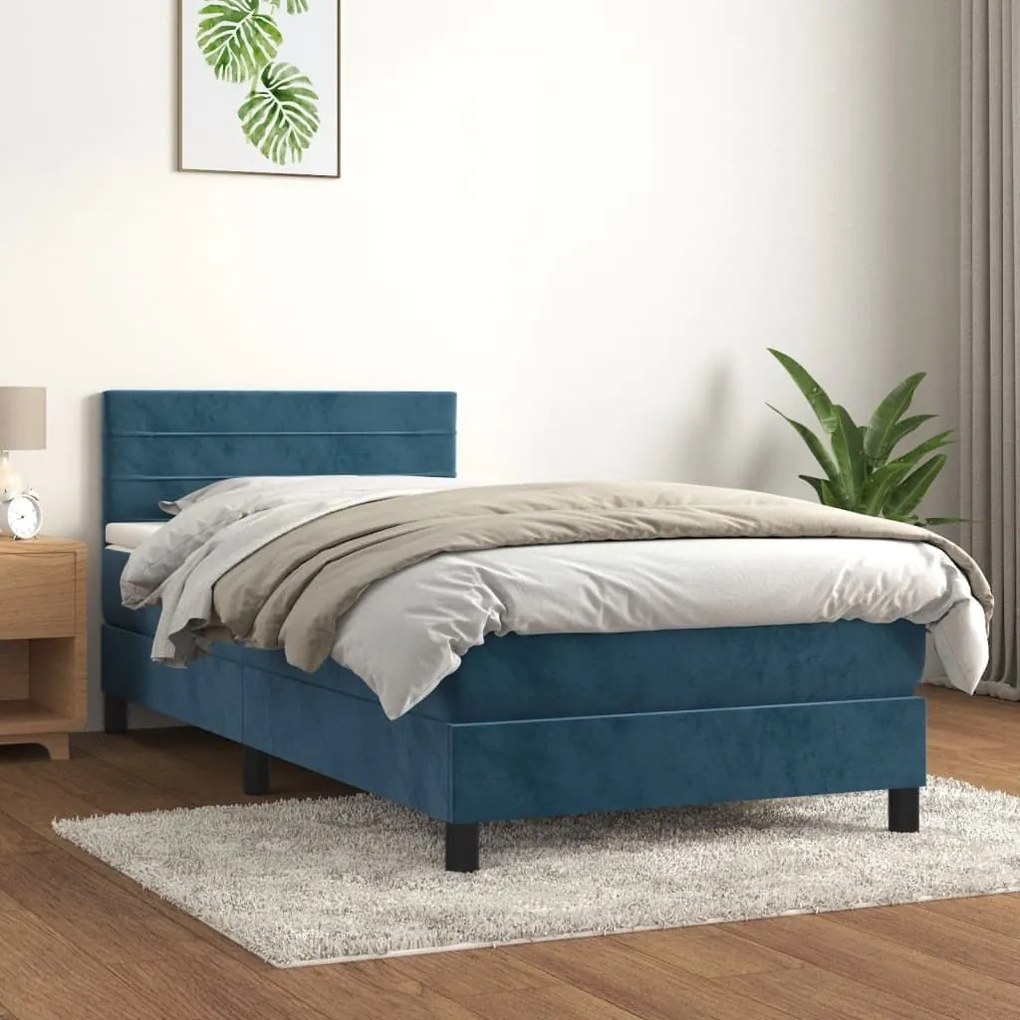 ΚΡΕΒΑΤΙ BOXSPRING ΜΕ ΣΤΡΩΜΑ ΣΚΟΥΡΟ ΜΠΛΕ 90X200 ΕΚ. ΒΕΛΟΥΔΙΝΟ 3141345